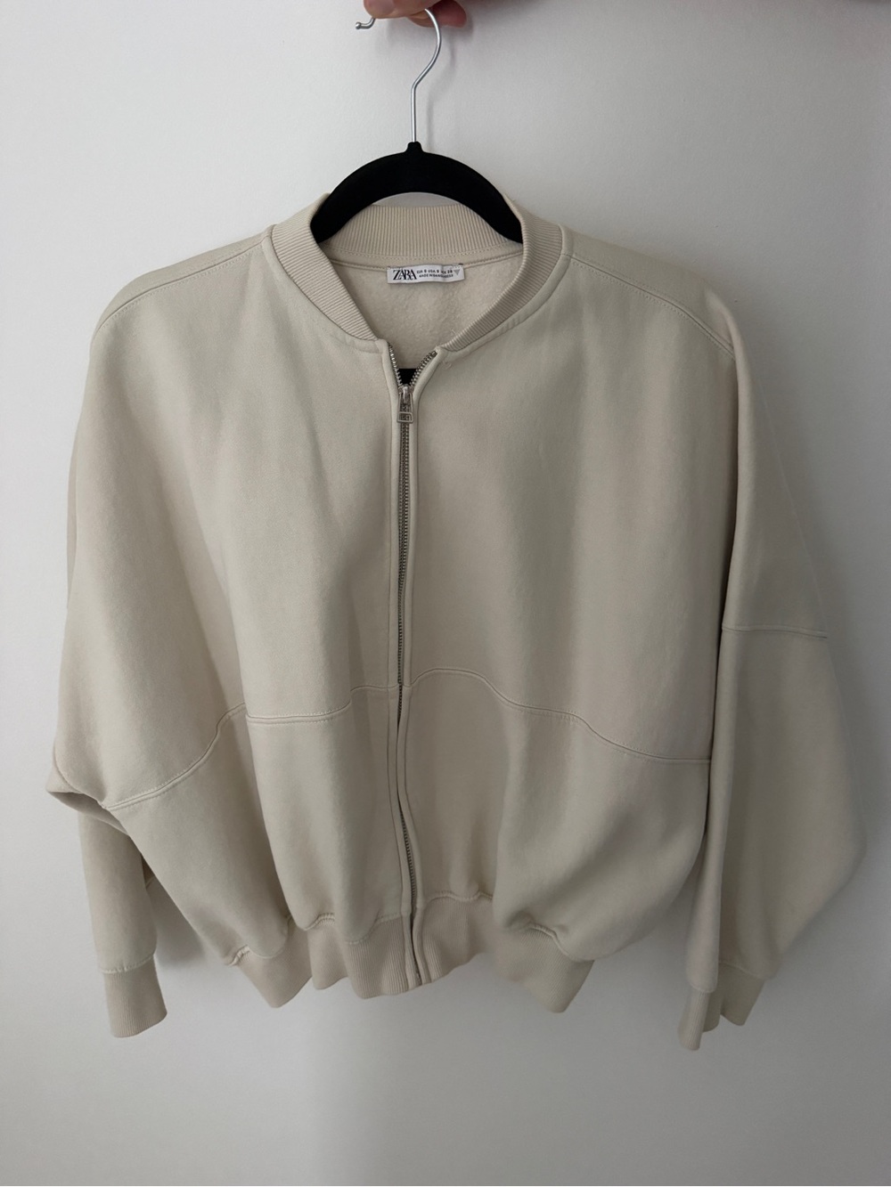 Zara Neutral Cream Zip Bomber